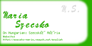 maria szecsko business card